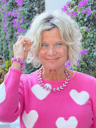 LULU B PINK FUZZY HEART SWEATER