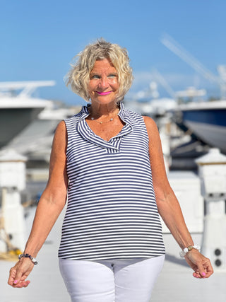 NAUTICAL NAVY SLEEEVLESS RUFFLE LULU-B