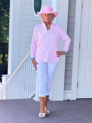 DOCKSIDE PRETTY PINK PINK HALF ZIPPER LULU-B