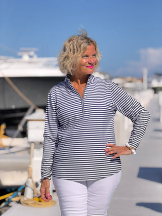 DOCKSIDE NAVY HALF ZIPPER TOP LULU-B