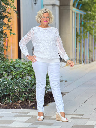 Women's Crochet Lined Pullover Sweater Cathys Place