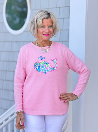 BEACH CLUB WHALE PINK SWEATER LULU-B