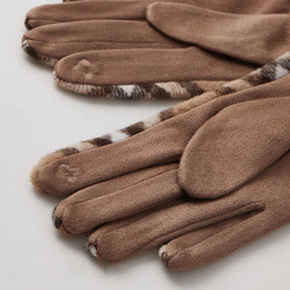 Classic Contrast Plaid Faux Fur Gloves MKS America
