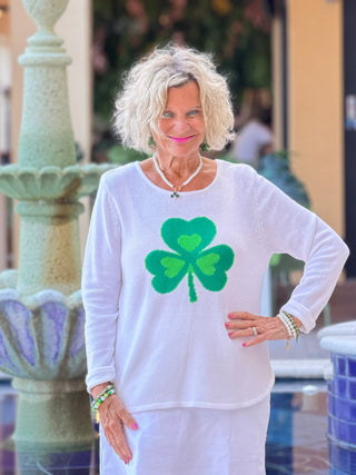 LULU B WHITE SHAMROCK SWEATER LULU-B