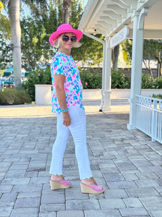 PINK PETALS SHORT SLEEVE TOP