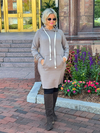 Lulu-b kangaroo pocket Taupe scuba dress