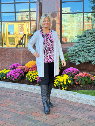 LULU-B SILVER CASHMERE CARDIGAN