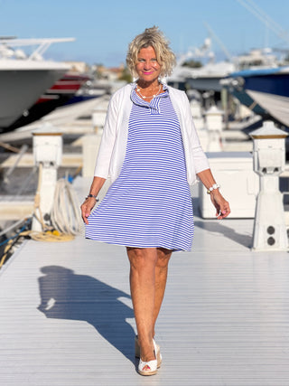 HARBOR BLUE RUFFLE DRESS C