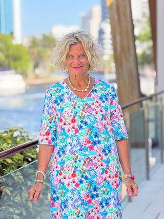 LULU B PARADISE GARDEN ELBOW DRESS LULU b