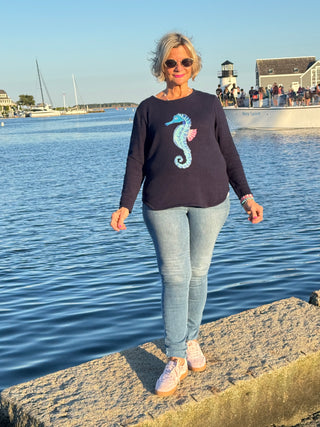 LULU-B NAVY SEAHORSE SWEATER