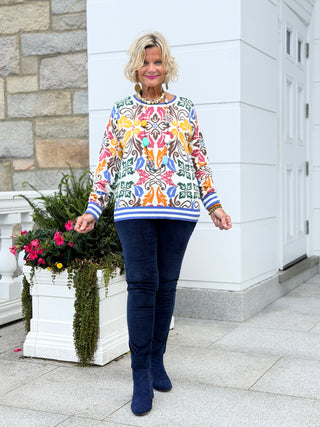 Women's Tipped Floral Lightweight Sweater Cathys Place
