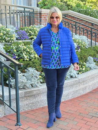 LULLU-B COBALT FAUX FUR PUFFER