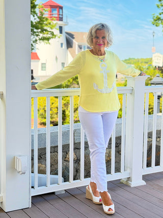 DOCKSIDE NAUTICAL YELLOW STRIPE ANCHOR Cathys Place