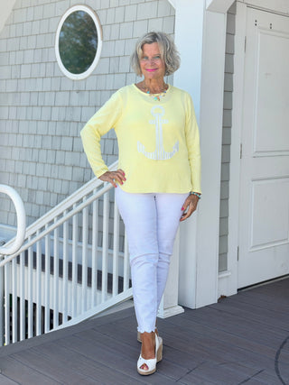 DOCKSIDE NAUTICAL YELLOW STRIPE ANCHOR Cathys Place