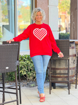 Gingham Heart Luxe Pullover Cathys Place