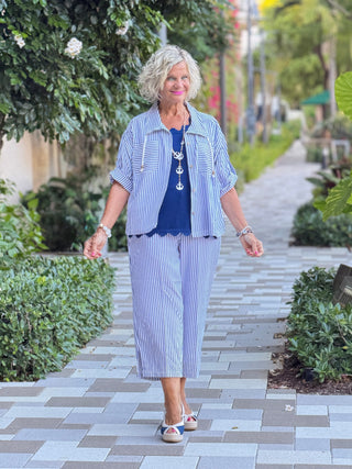 FRENCH RIVIERA NAVY SEERSUCKER JACKET Cathys Place