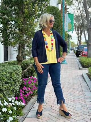 LULU-B NAVY FRINGE CAPRI - Cathys Place