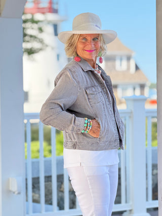 LULU B BLACK CHAMBRAY LINEN JACKET LULU-B