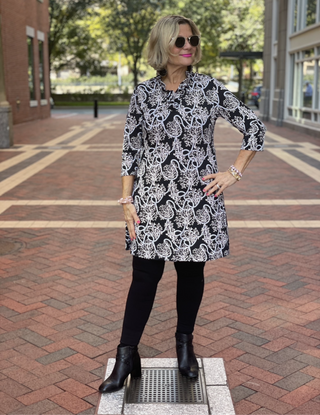 NAUTICAL LANE RUFFLE SLEEVE DRESS FINAL SALE