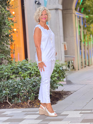 FRENCH RIVIERA WHITE SCALLOP TANK Cathys Place