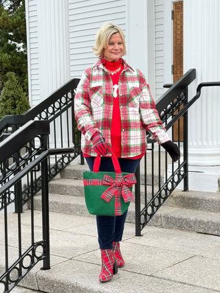 Christmas Plaid Casual Flannel Shacket Cathys Place