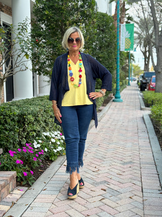 LULU-B NAVY FRINGE CAPRI - Cathys Place