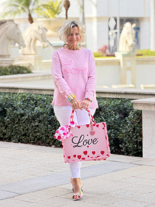Love Script Graphic Baggy Sweater - Cathys Place