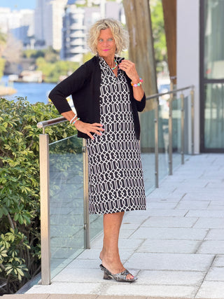 LULU B PARADISE GARDEN HALF ZIPPER MIDDY DRESS LULU-B