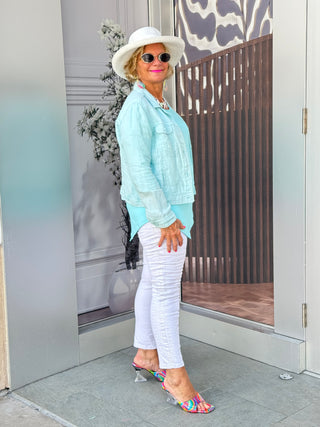 KEY WEST SEA FOAM LINEN JACKET