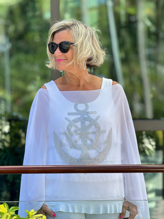 SWAROVSKI CRYSTAL WHITE ANCHOR STATEMENT TOP