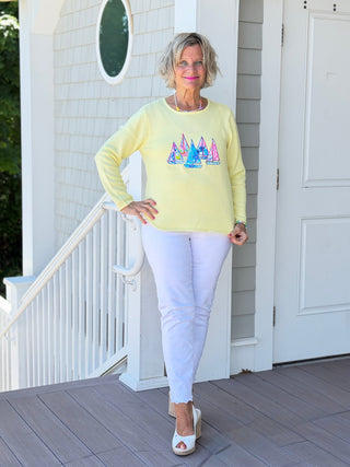 BEACH CLUB YELLOW SAILBOAT SWEATER LULU-B