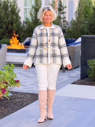 Short Plaid Knit Jacket CHARLIE B
