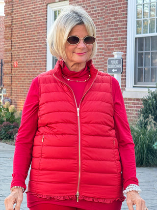 LULU-B RED SHORT PUFFER VEST
