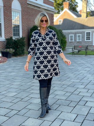 LULU B SOPHIA RUFFLE NECK DRESS
