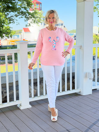 BEACH CLUB PINK LOBSTER SWEATER LULU-B