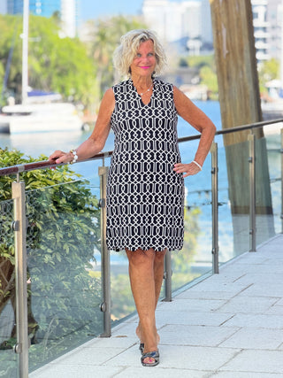 LULU MIDNIGHT TRELLIS SCALLOP DRESS LULU-B