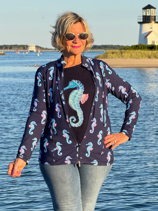 LULU-B NAVY SEAHORSE SWEATER