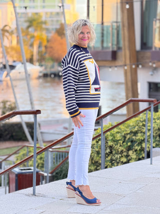 Nautical Stripe Sweater Top Cathys Place
