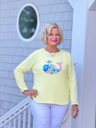 BEACH CLUB YELLOW WHALE SWEATER LULU-B