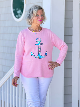 BEACH CLUB PINK ANCHOR SWEATER LULU-B