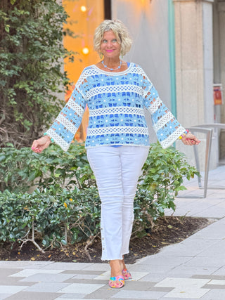 Floral Cotton Blend Crochet Top CHARLIE B