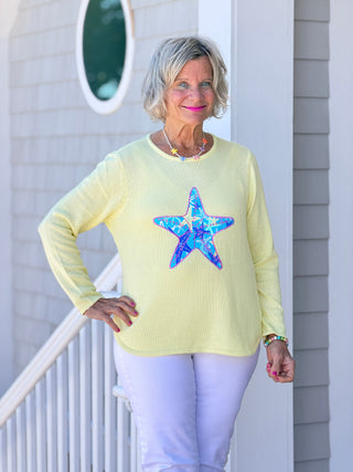 BEACH CLUB YELLOW STARFISH SWEATER LULU-B