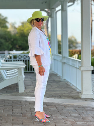 ETHYL WHITE SCALLOP JEANS