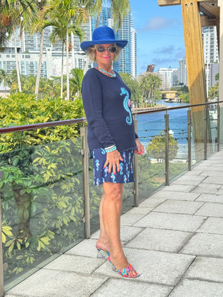 LULU-B NAVY SEAHORSE SWEATER