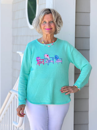 BEACH CLUB SEAFOAM ADIRONDACK SWEATER LULU-B
