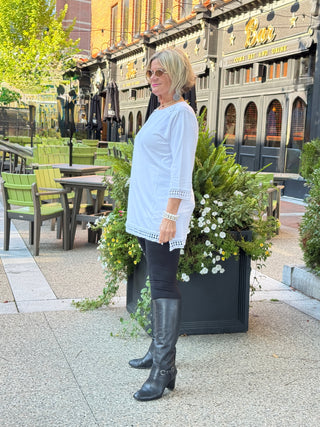 White Crochet Tunic with Crisscross on Shoulder