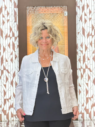 LULU-B WHITE METALLIC LINEN JACKET - Cathys Place