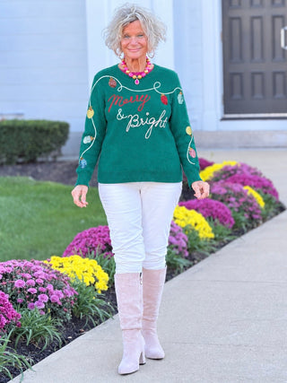 Women's Merry And Bright Embellished Christmas Sweater Cathys Place