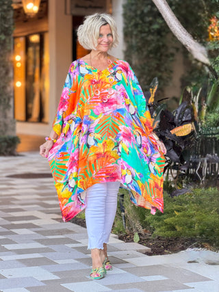 Artisan Orange Parrots Modal Kaftan KikiSol