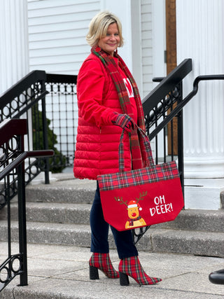 Oh Deer Letter Reindeer Christmas Tote Bag Cathys Place